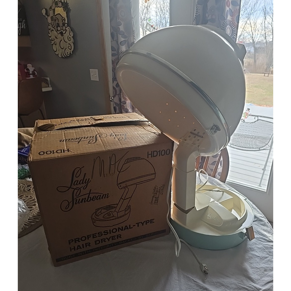 Vtg Lady Sunbeam Beauty Salon Dome Bonnet Professional Hair Dryer Model HD100